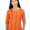 Stylish Cotton Printed Short Kurti for Women with Free Scrunchie – Available in Yellow, Navy Blue & Brown