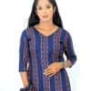 Navy Blue Short Kurti – Cotton Printed for Women