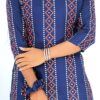 Navy Blue Short Kurti – Cotton Printed for Women