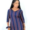 Navy blue cotton short kurti for women front view