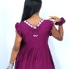 Rayon Short Kurti with Ruffle Sleeves & Bow Tie
