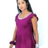 Rayon Short Kurti with Ruffle Sleeves & Bow Tie