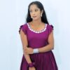 Rayon Short Kurti with Ruffle Sleeves & Bow Tie