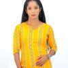 Yellow Cotton Short Kurti – Printed for Women