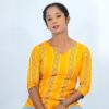 Yellow Cotton Short Kurti for Women Front View