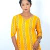Yellow Cotton Short Kurti – Printed for Women